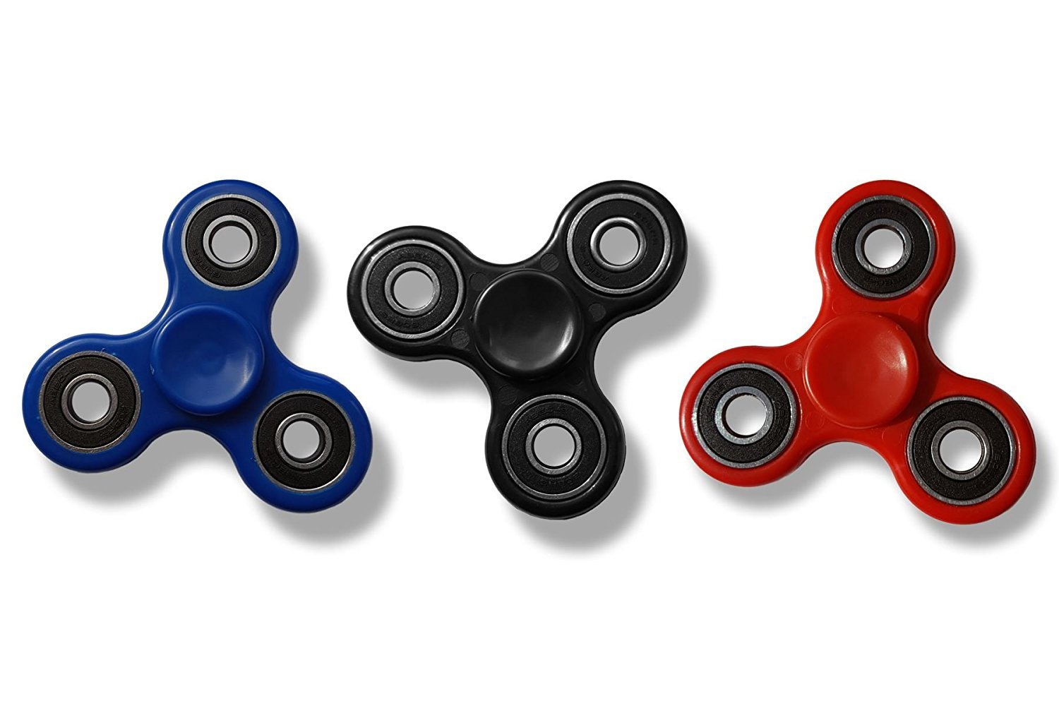 Whirlerz Tri-Finger Fidget Hand Spinner Ultra Fast Bearing Finger Gadget Toy - 3 Pack (Red/Blue/Black)