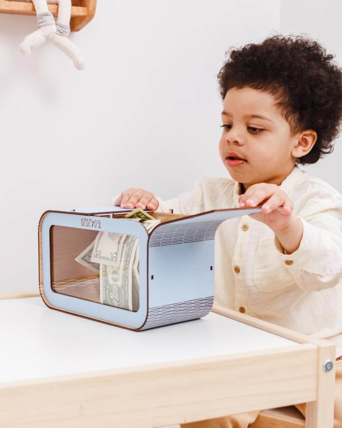 Hucha personalizada para niños, hucha para niños con nombre, regalo para bebé niña, bonita caja de ahorro, alcancía de madera para niños, regalo para cumpleaños, Navidad, baby shower (23,5 x 13,9 x 9