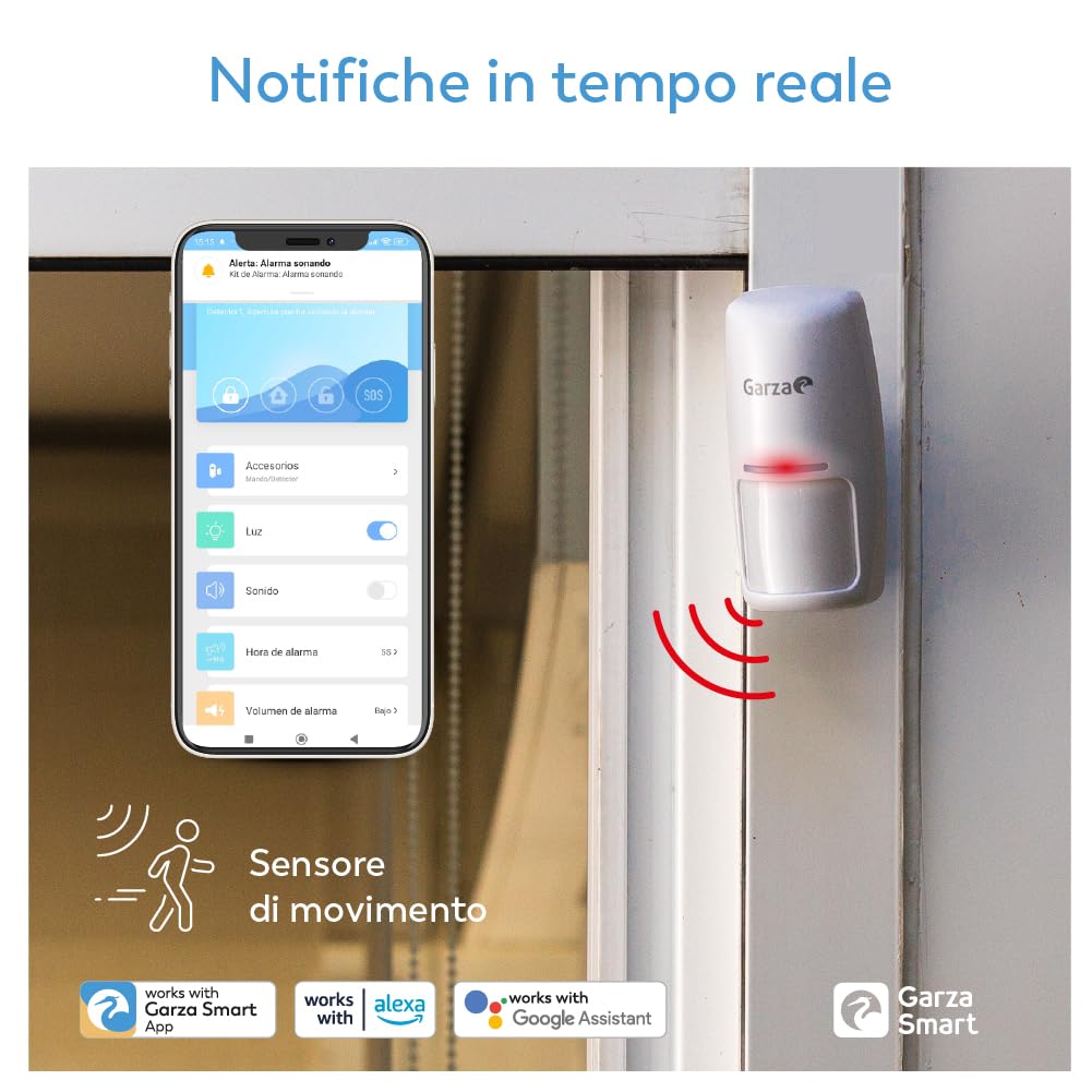 Garza Smart Kit Sicurezza WiFi con Telecamera 1080P e Siren