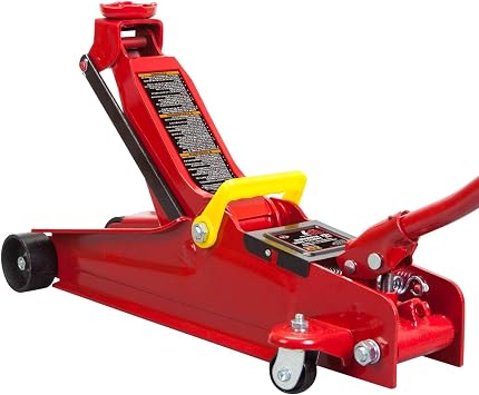 3 Ton6,600 lb Hydraulic Floor Jack - Heavy Duty Service Trolley Jack with Extra Saddle - Low Profile Design for SUVs & Extended Height Trucks - Red, T83006