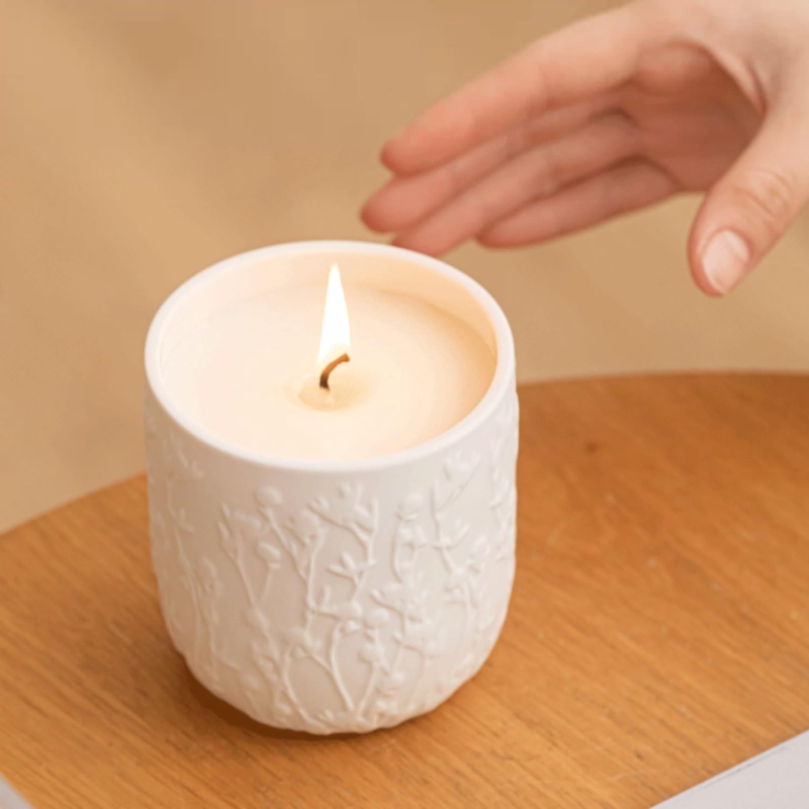 Exquisito Velas de cerámica, velas en tarro blancas, velas perfumadas reutilizables, combustión limpia, larga duración for vacaciones en casa, relajación y Spa meloso(Persimmon)