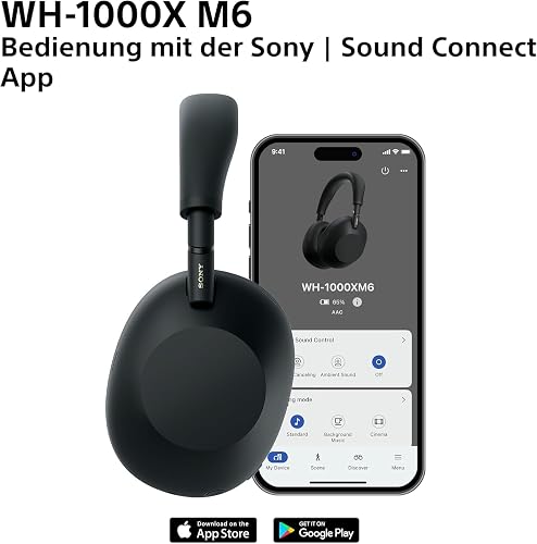 Sony WH-1000XM6 Casque sans-Fil Bluetooth à réduction de Bruit Noir, Son Hi-Res Unique, Confortable, Conception Pliable, Etui résistant, 30h Autonomie, iOS & Android - Noir - 12