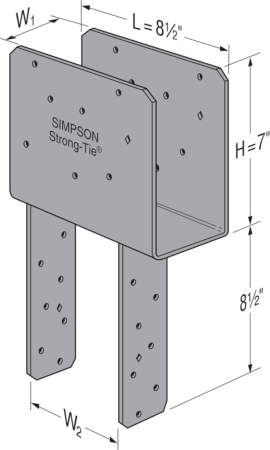 Simpson Strong-Tie ECCQ46SDS2.5 ECCQ End Column Cap for 4X Beam, 6X Post, with Strong-Drive SDS Screws