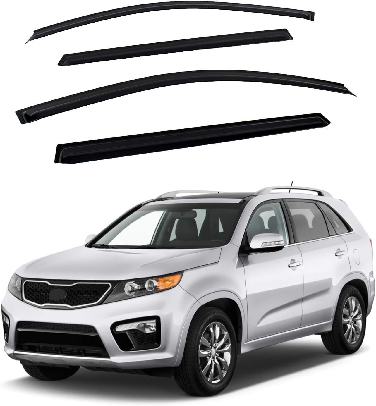 Safe Smoke Window Visor Sun Rain Vent Guard 4 Pcs Set for 2010~2015 Sorento Out Channel Visor