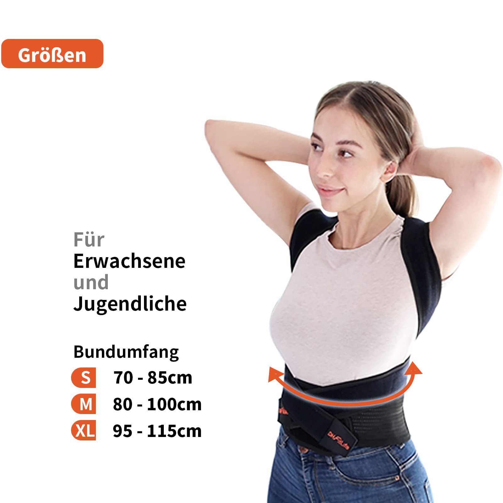 DH FitLife Haltungskorrektur | Rücken Geradehalter mit Taille | Haltungstrainer | Rückentrainer | Rücken & Schultergurt | Rückenstütze | Posture Corrector | für Damen u. Herren