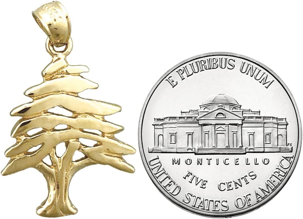14K Gold Lebanon Cedar Tree Pendant - Image 3