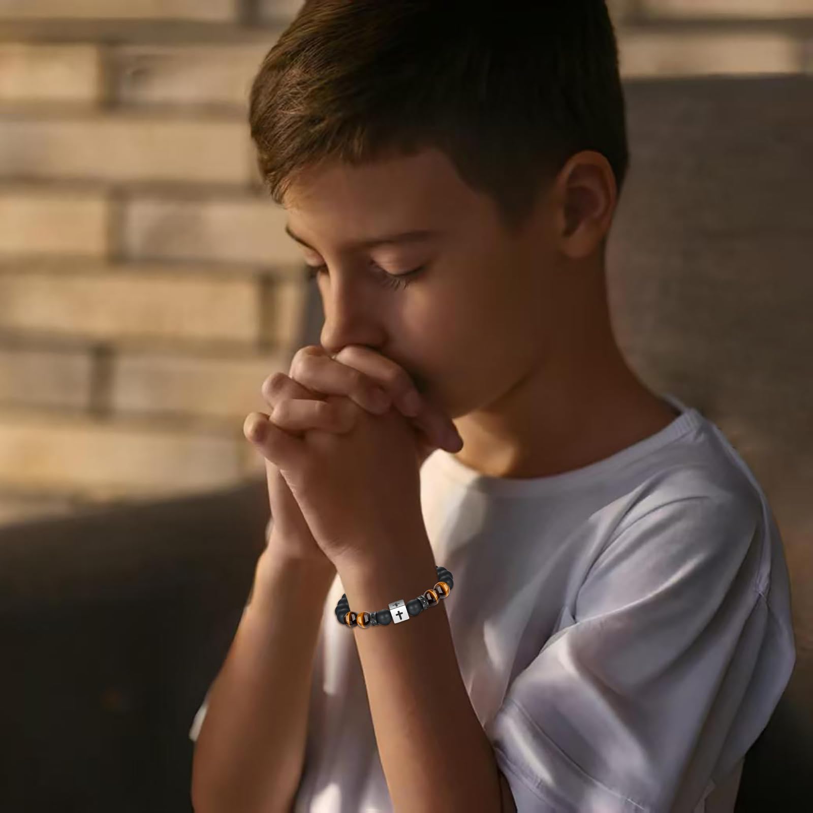 Cadeau de première communion, de confirmation pour garçons, bracelets en croix, cadeaux chrétiens pour homme, Saint-Valentin, Pâques, Noël, anniversaire, pour fils, petit-fils, filleul