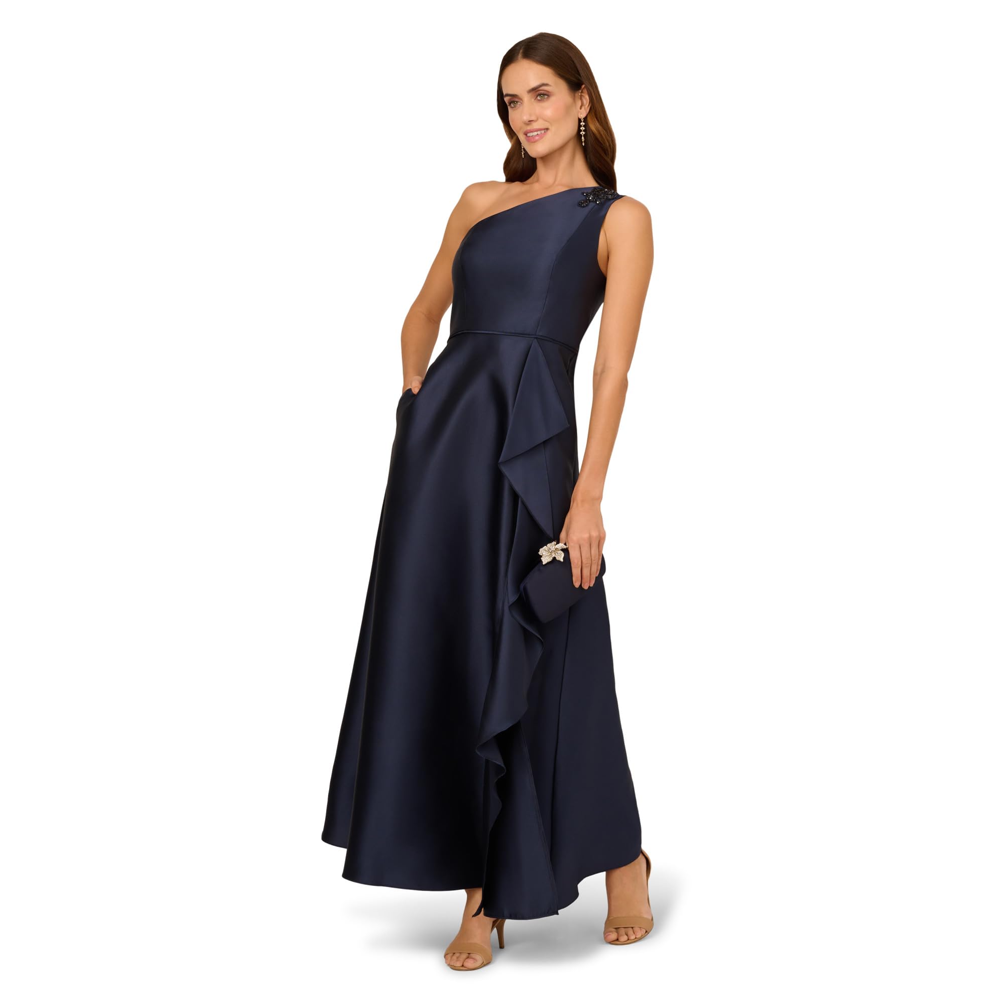 Adrianna Papell One Shoulder Mikado Gown Vestido para ocasión Especial Mujer