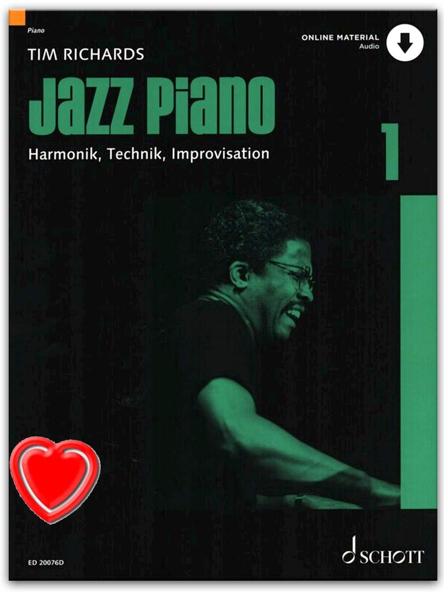 Jazz Piano 1 – El estándar de de Tim Richards – Fundamentos de jazz y Blues Piano, Armonías, tecnología y Improvisación – Partituras para Piano con CD y Bunter herzförmiger Ordenador Pinza