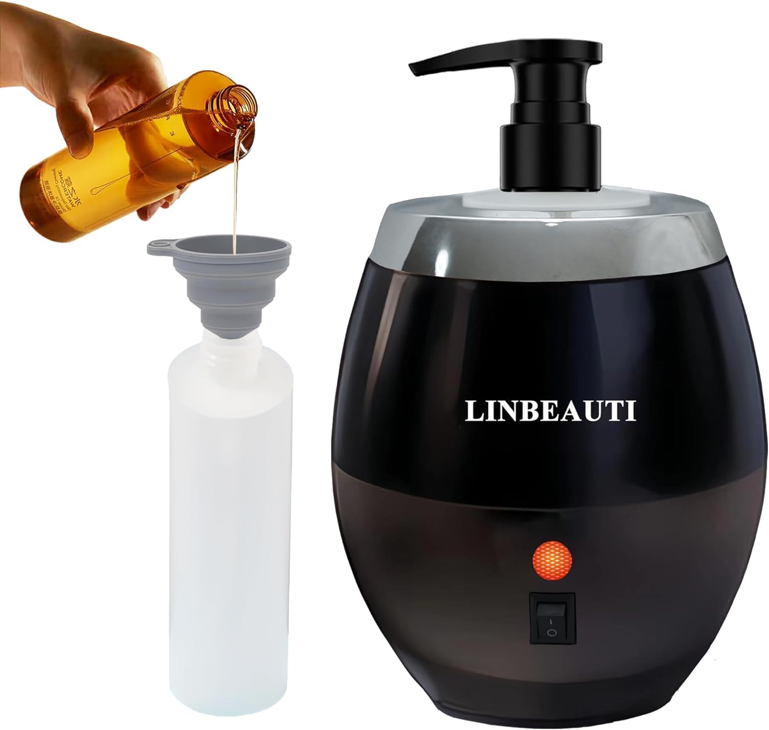 Warmer Oil Massage Lotion Warmer Kit for Professional Massage Therapy With Essential Oil Heater Bottle Dispenser Pump Funnel,15 Minutes Rapid Heating Machine- Ideal for Salon and Spa Use (Black)