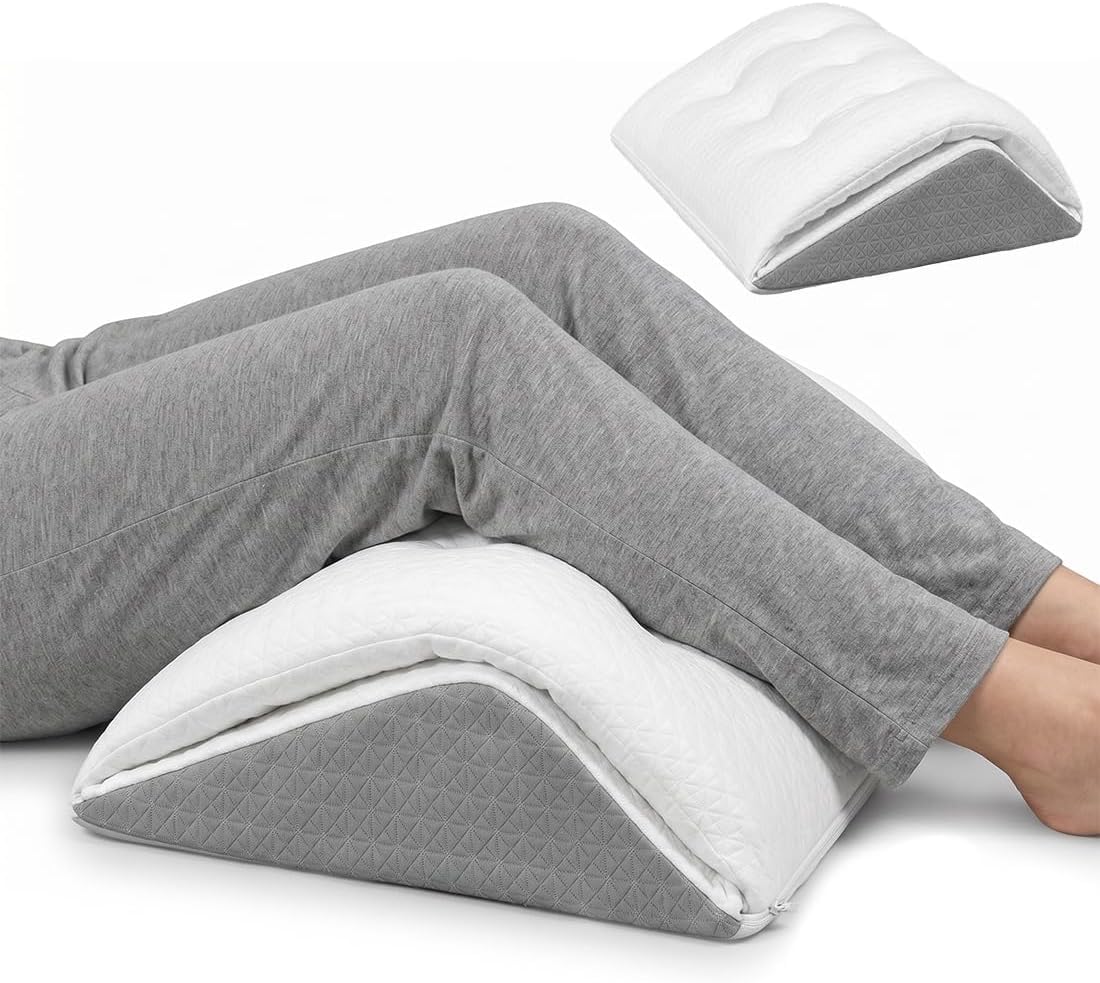 Cojín para piernas y rodillas para dormir de espalda, cojín ergonómico para piernas y pies, almohada triangular de espuma viscoelástica para cama, sofá