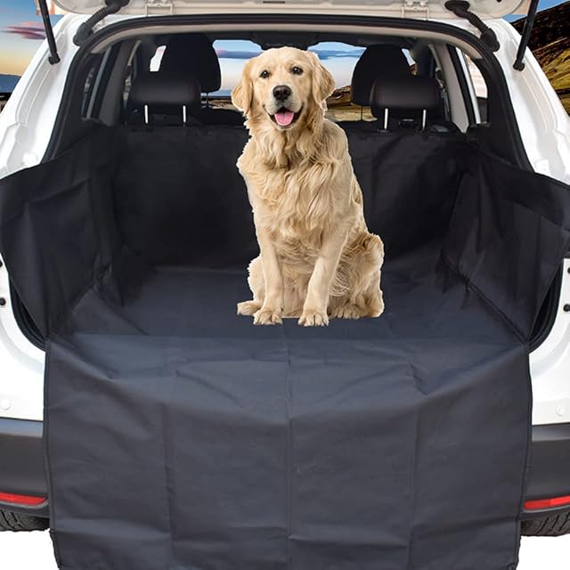WeFine Car Boot Liner for Dogs Universal Waterproof Car Boot Cover with Bumper Flap Fits Cars, 4x4, Estate, Trucks, Hatchback, SUV (Long, Black)