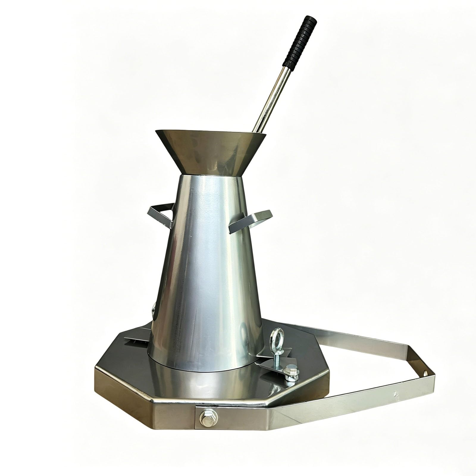 oiakus Concrete Slump Cone Test Kit, 4pcs Industrial Heavy-Duty Steel Slump Cone Testing Equipment with Tamping Rod, Ruler & Base Plate, for Standard Concrete Workability Consistency Testing