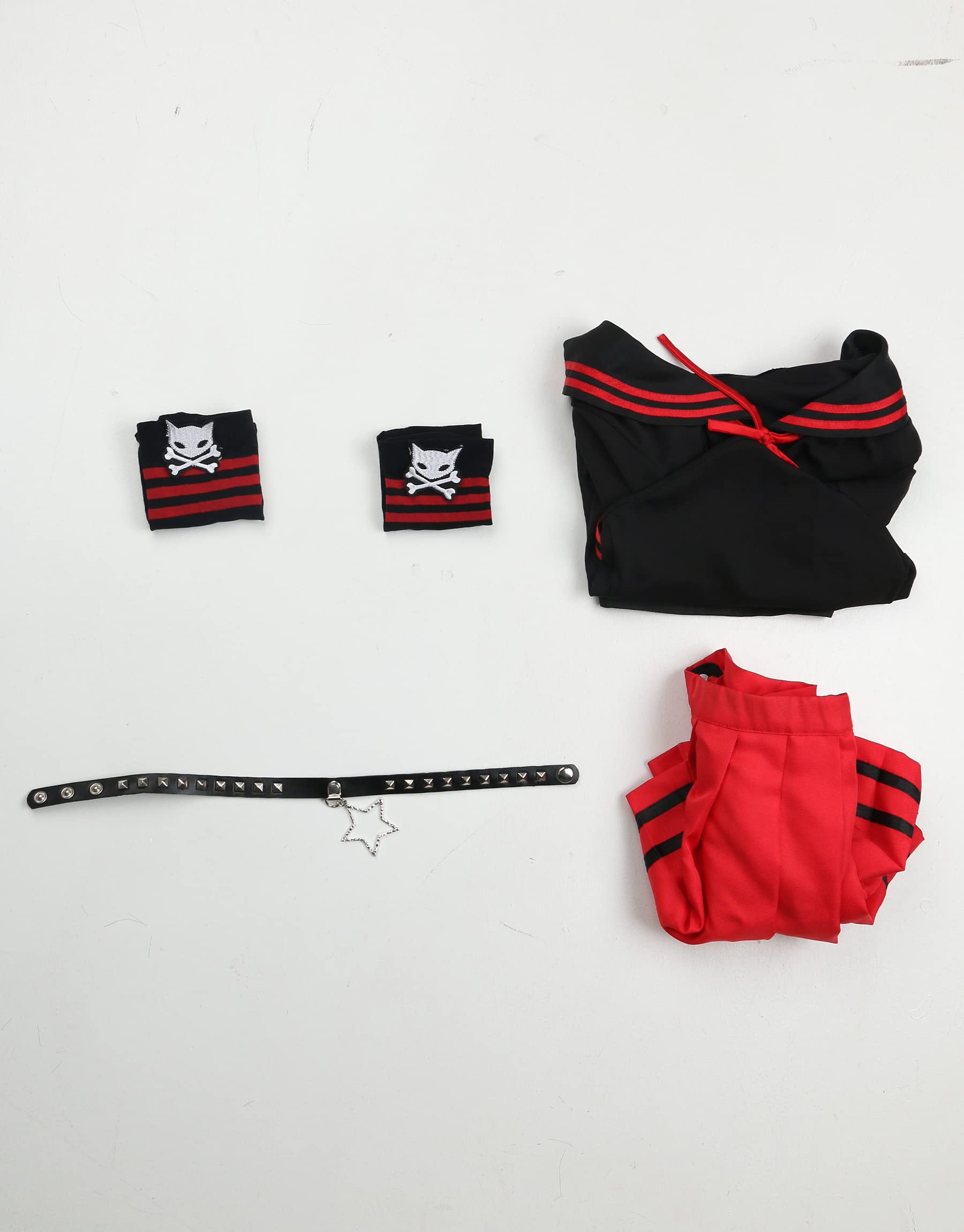 Emily the Strange Girls JK Sailor Uniform Halloween Cosplay Costume with Stockings