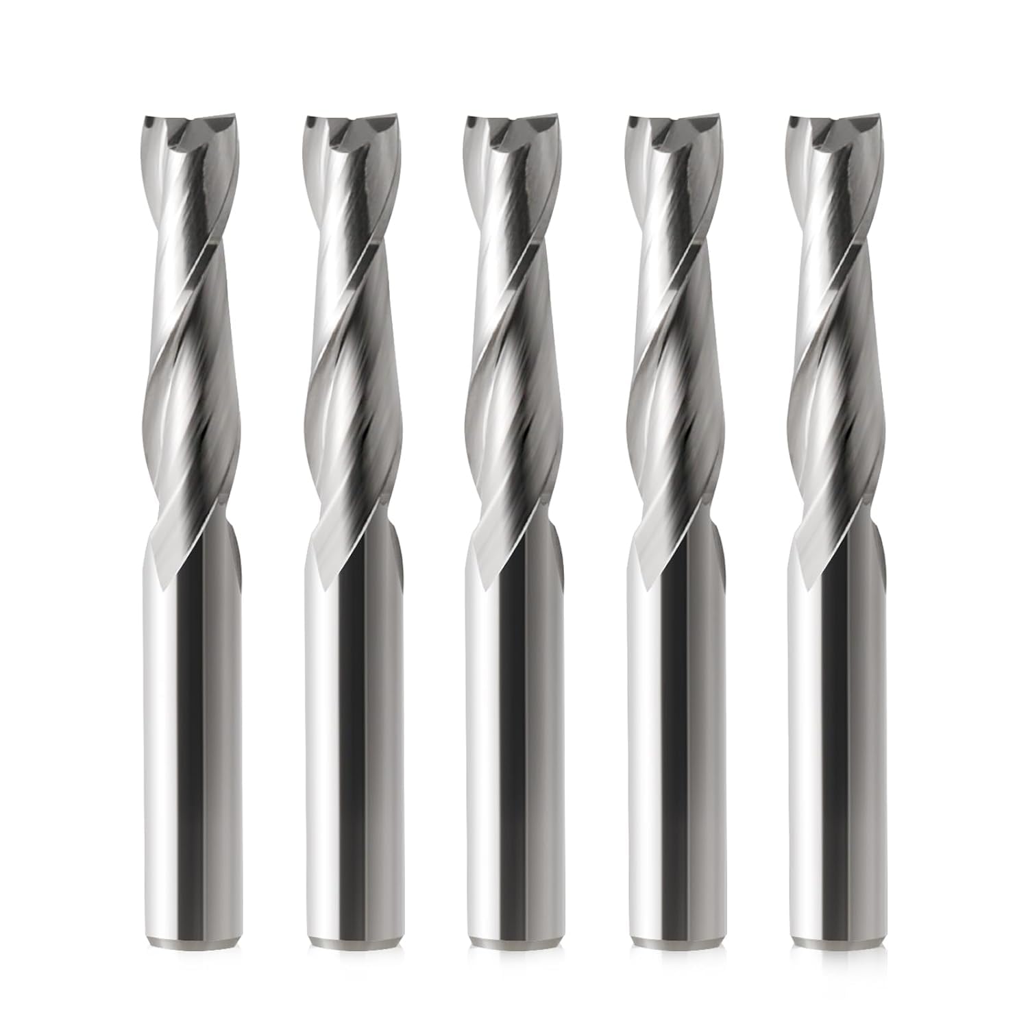6mm Shank 6mm CED /22mm CEL Carbide Flat Nose End Mill Cutter CNC Router Bits 2 Flute for Acrylic PVC MDF Hardwood Pack of 5