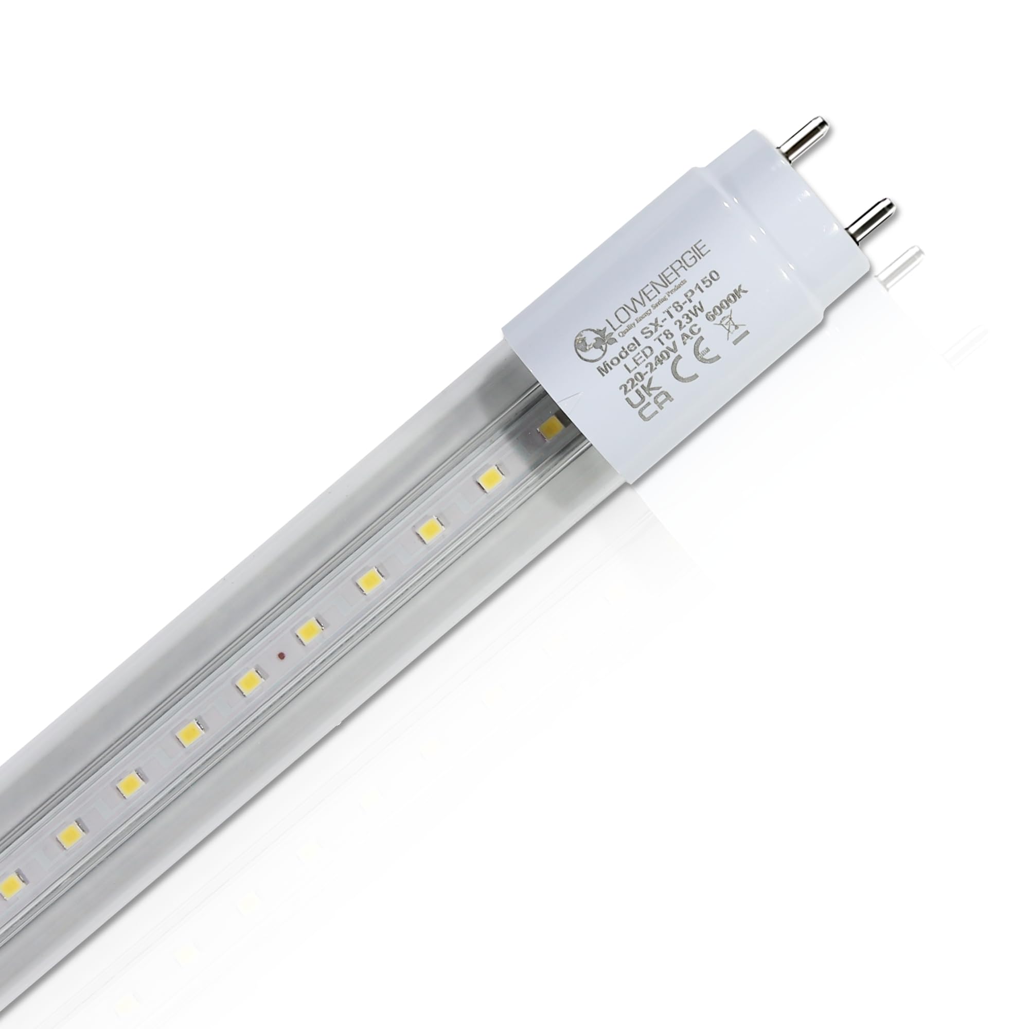 LOWENERGIE LED Tube Light T8 Fluorescent Replacement 5ft High LUX Energy Saving (25, 6000k Clear)