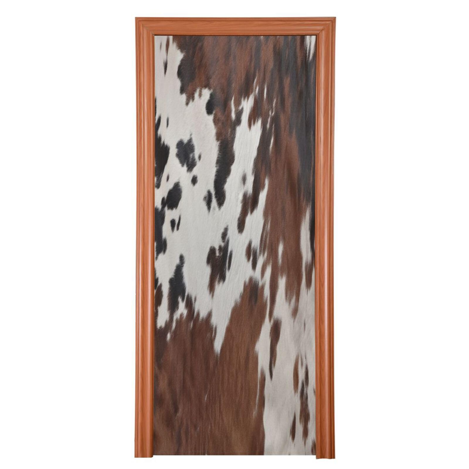 FLildon Retro Cow Print Door Cover Decoration, Party Accessory Porch Decor for Festive Ornament Room Door Covers 35 x 79 Inch