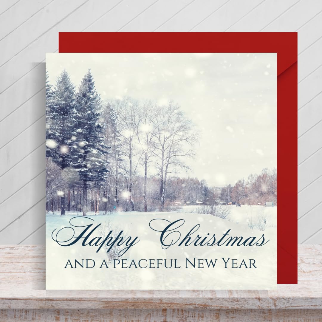 Second Ave Pack of 10 Happy Christmas Xmas Christian Religious Holiday Festive Greetings Cards, Red, Green, White, 140mm x 140mm - Image 2