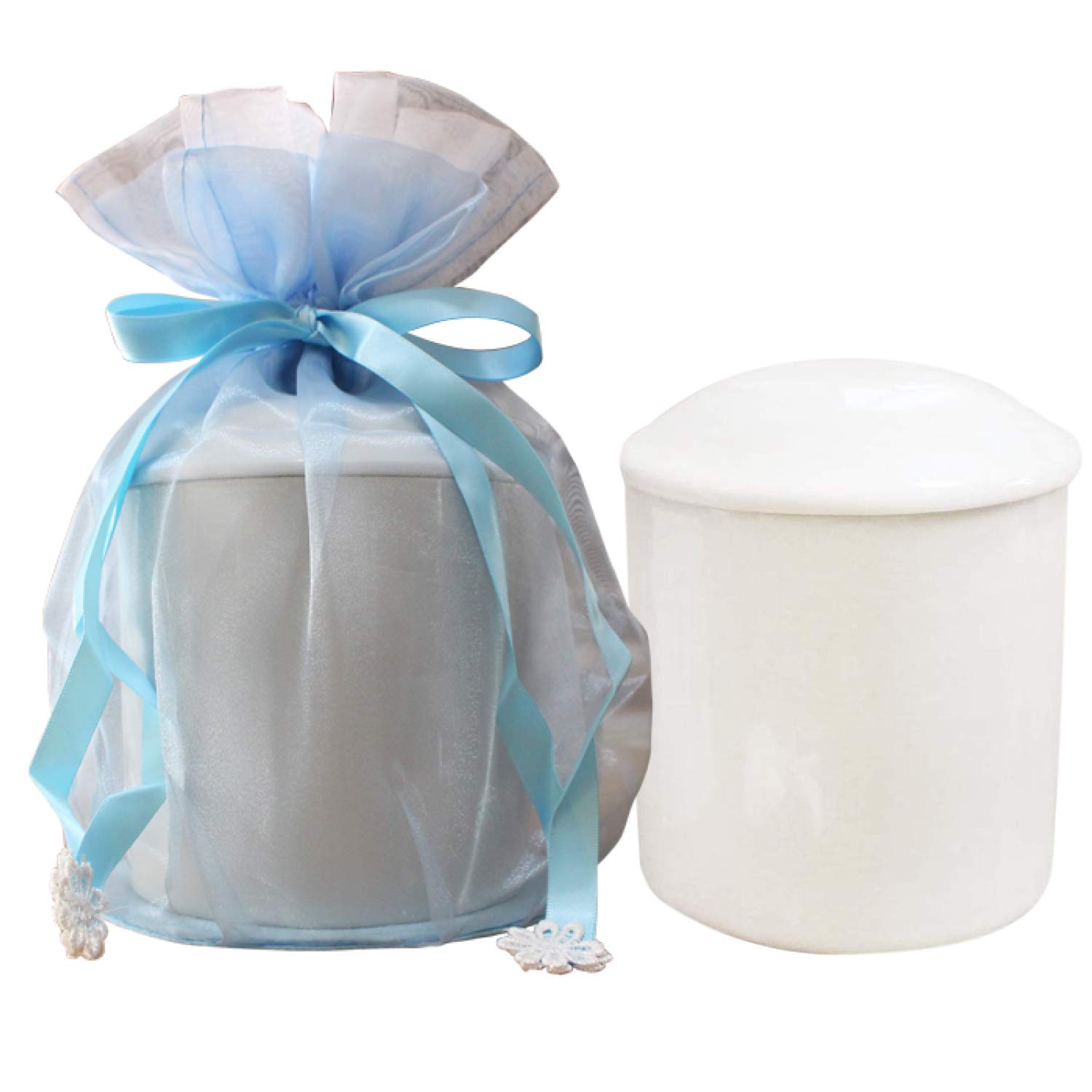 骨壷 覆い袋セット 7寸 オーガンジー リボン イエロー 虹輝（こうき