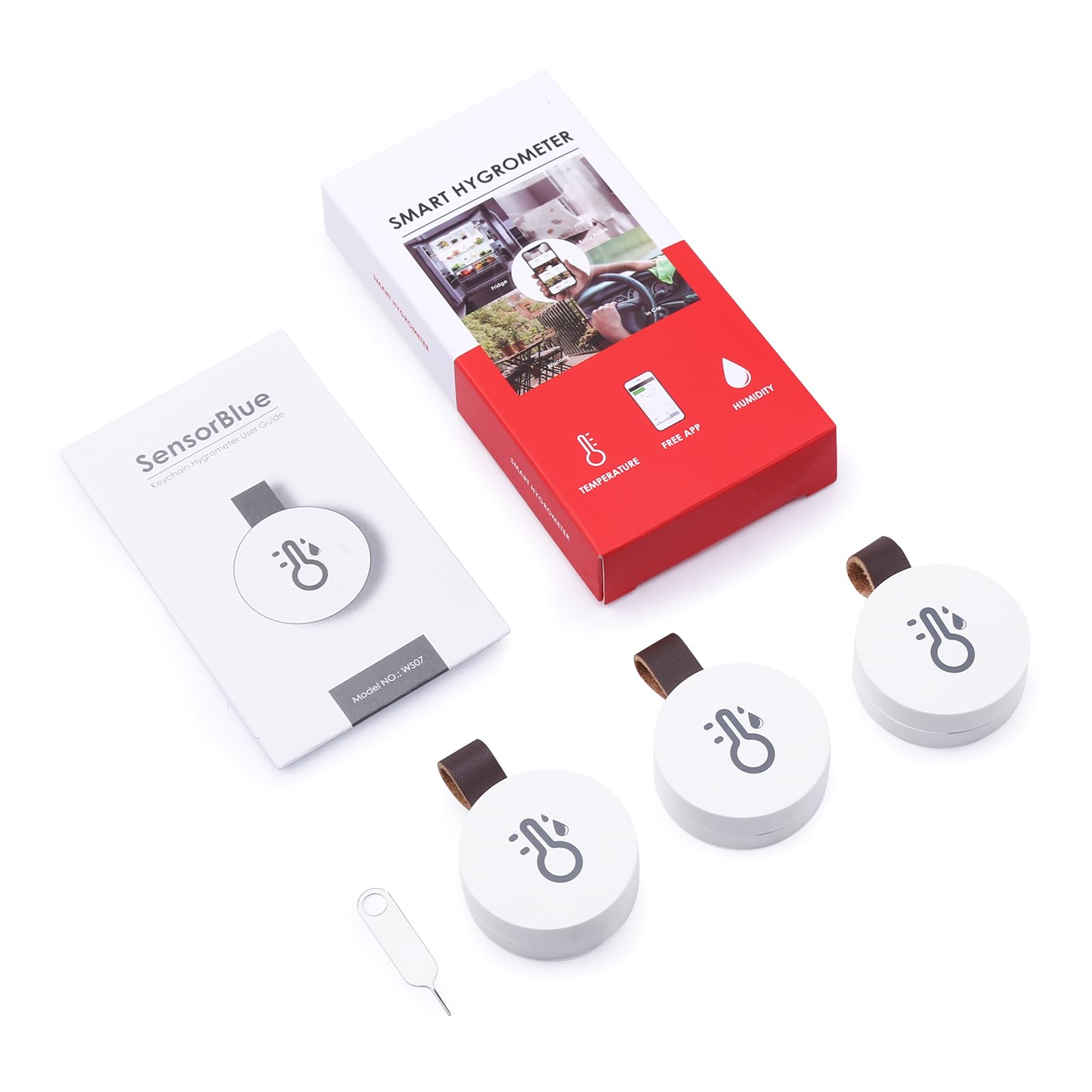 Termometr Bluetooth, higrometr, miernik temperatury i wilgotności powietrza z aplikacją i zapisem danych, cyfrowy czujnik temperatury do domu, szklarni, piwnicy, 3 sztuki