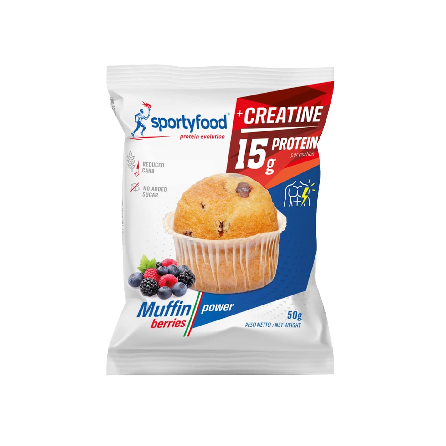 Muffin ai Frutti di Bosco con Creatina. Formato da 50g.
