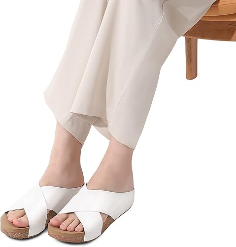 Miniatura 6 de DREAM PAIRS Sandalias de corcho para mujer, con puntera abierta, bonitas sandalias planas cruzadas para el verano