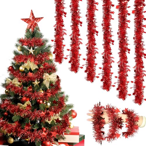 Forbabe 6 Stück Weihnachten Lametta Girlande, Weihnachtsgirlande 2M...