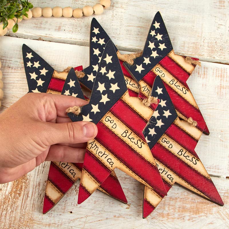 Beebeecraft 6 Unids/Caja Dijes De La Bandera Americana 18K Chapado En Oro Cubic Zirconia Corazón Estrella Colgante Patriótico Encantos Para El Día De La Independencia 4 De Julio