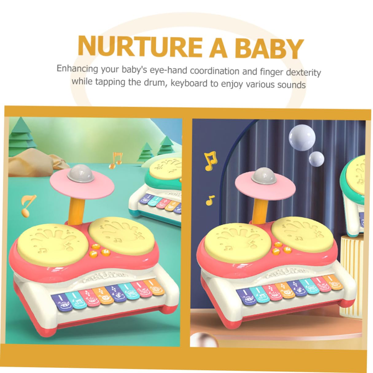 ifundom Juguete Educativo Musical para Niños Instrumento de Percusión Multifuncional de Plástico Rosa Que Mejora la Coordinación Ojo-Mano y Es Adecuado para Bebés