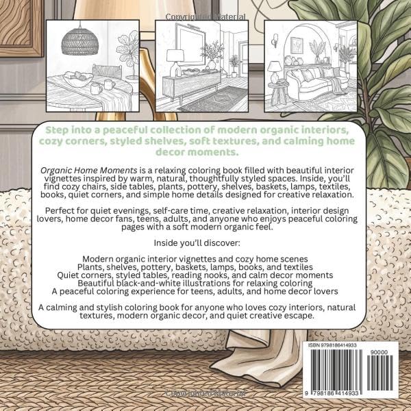 Organic Home Moments: A Modern Interior Vignette Coloring Book with Cozy Corners, Natural Textures, Plants, Shelves, and Calm Home Decor (Interior Styles Coloring Collection) image 3