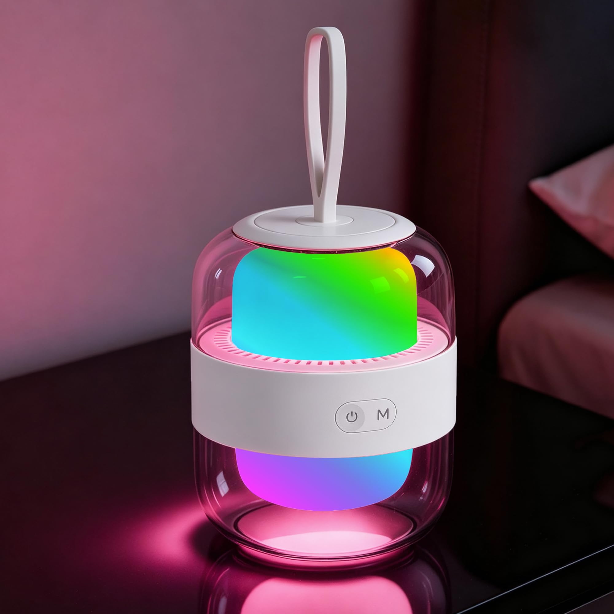 LROLTEF Night Light Table Lamp 2000mAh RGB & 3 Colors Adjustable Dimmable Portable Handheld Rechargeable Bedside Lamp with USB Charging Ports for Kids Bedroom Living Room Study Dorm Office White