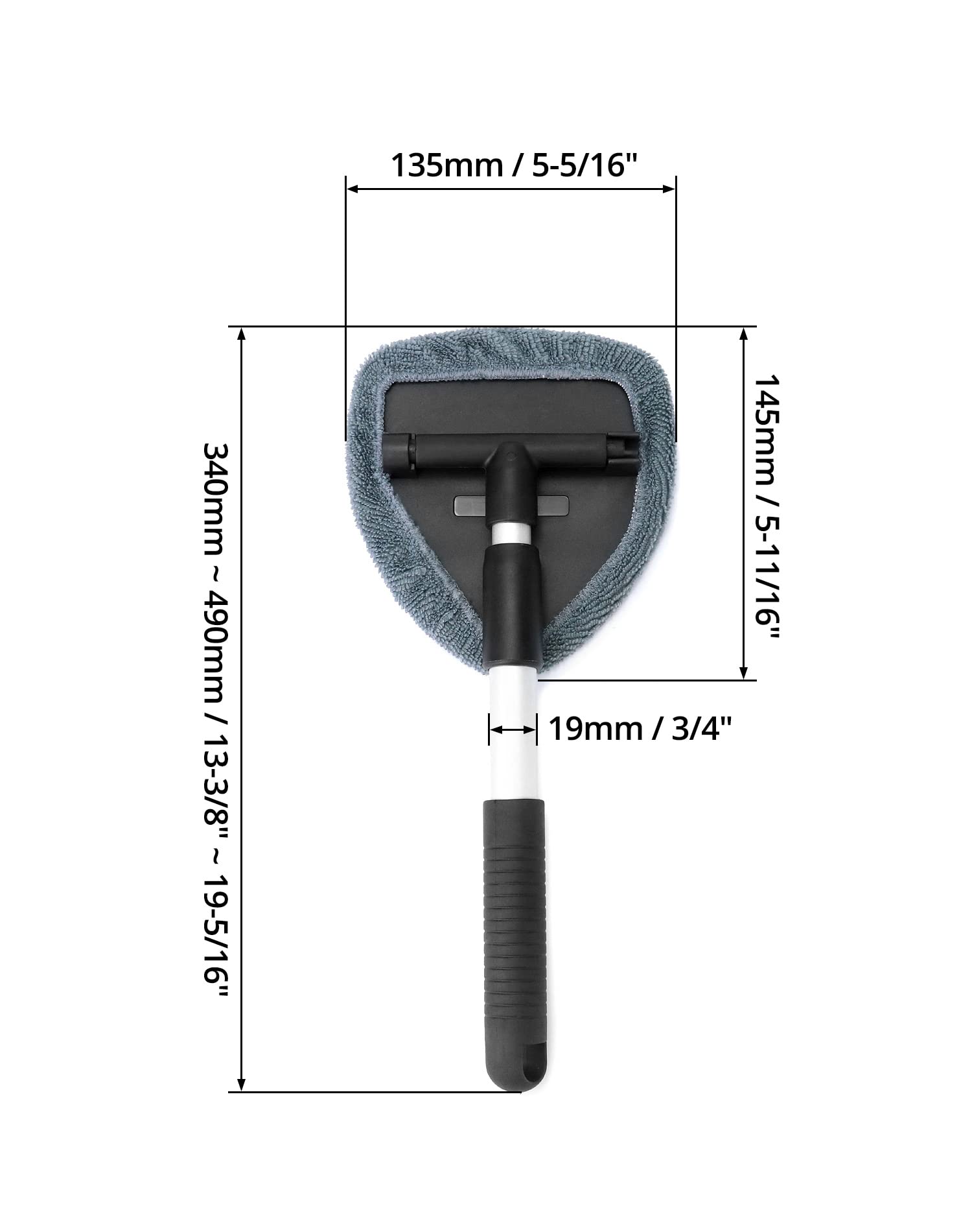 QWORK® Auto Window Cleaner, wysuwane narzędzie do czyszczenia szyb samochodowych, trójkątna płyta, obrotowy uchwyt 180 °, zawiera 3 zmywalne podkładki