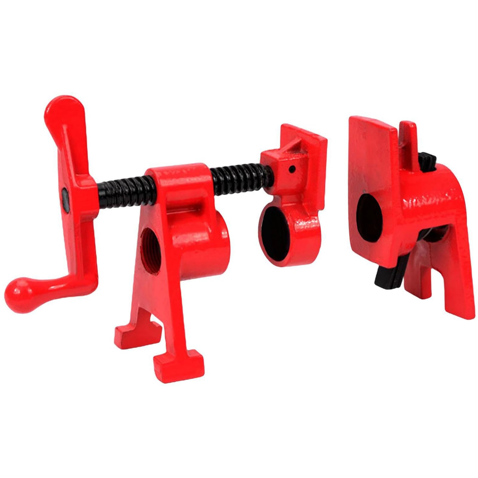 Abrazadera Tubo Carpintería para Tubo 3/4, Juego Abrazaderas Liberación Sujeción Rápida, Tornillo Metal para Banco Carpintero, Herramientas Madera Mano Bricolaje, Abrazadera Madera Hierro(Rojo)