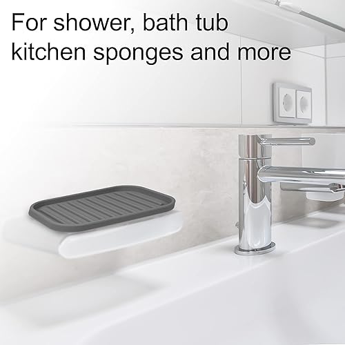 Miniatura 2 de VOCOSTE Jabonera almacenamiento de limpieza de jabón mantiene el jabón seco para el hogar baño cocina silicona gris oscuro 53 x 35in