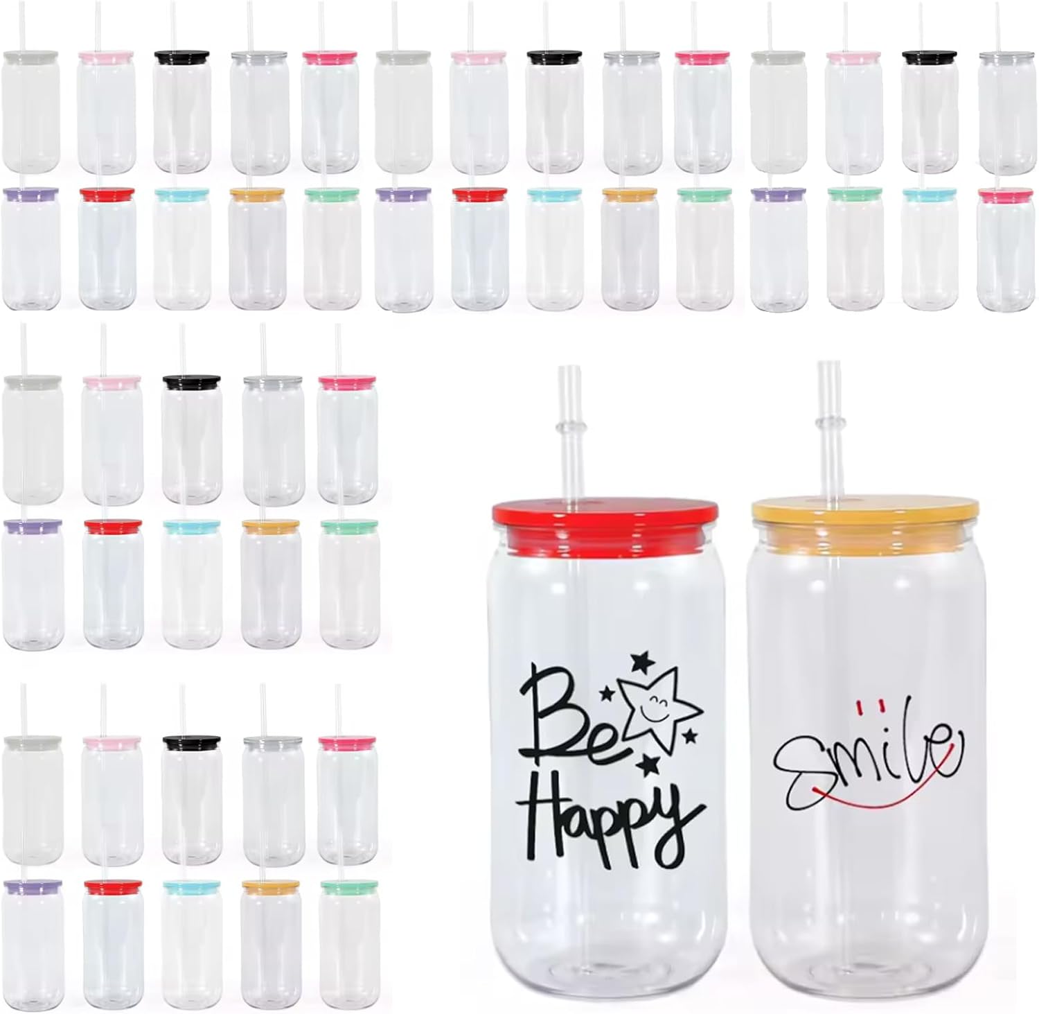 Icesip 16 oz Clear Plastic Beer Can Cups, 50Pack Plastic