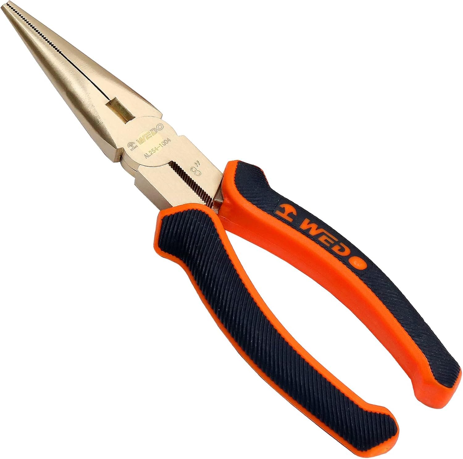 WEDO Szczypce igiełkowe nieiskrzące, precyzyjne szczypce długie 150 mm, szczypce z obcinakami do drutu, certyfikat BAM i FM, brąz aluminiowy