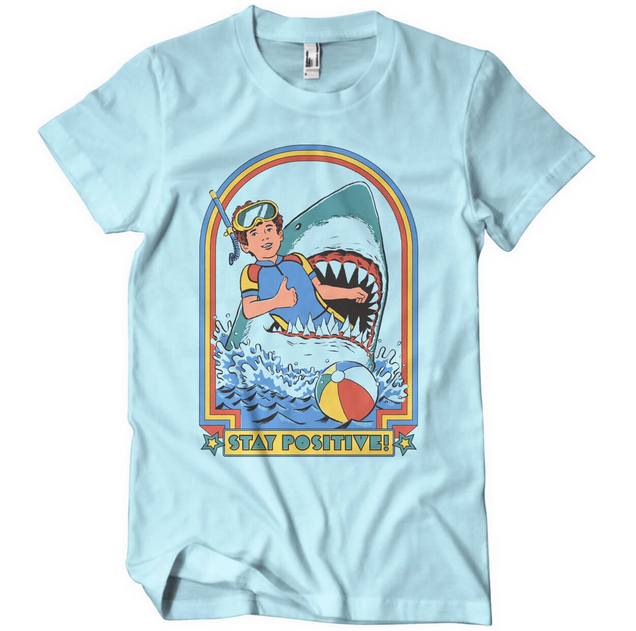 Steven Rhodes Officially Licensed Stay Positive Mens T-Shirt (Sky Blue), Large