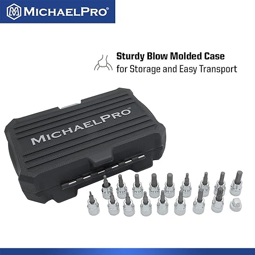 Miniatura 6 de MichaelPro Juego de llaves hexagonales y torx, juego de 18 piezas de brocas hexagonales de 38 pulgadas y puntas Torx, brocas hexagonales SAE y