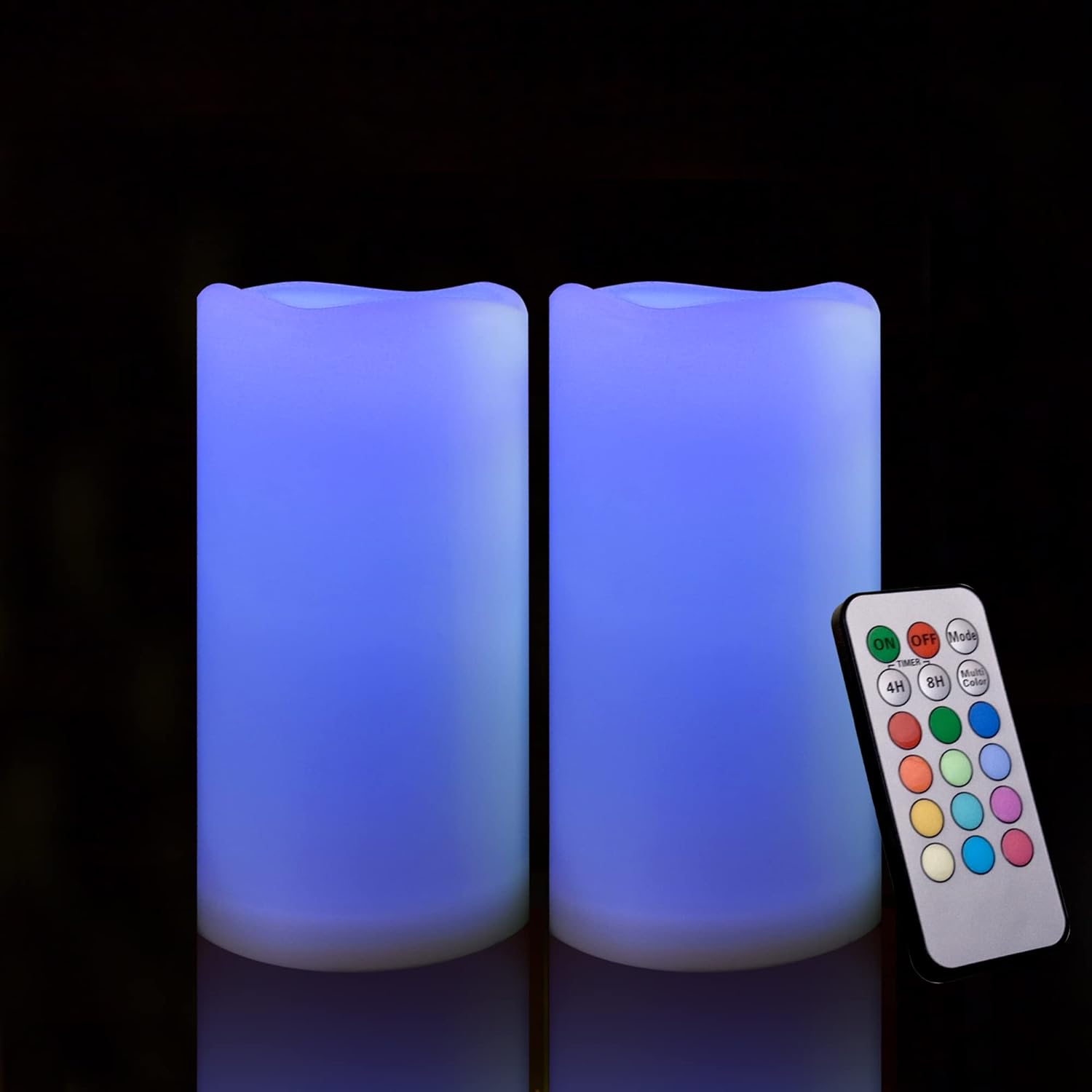 2 Pack 6''Color Changing Outdoor Candles with Timer/Remote