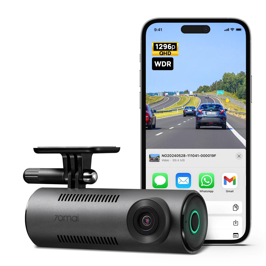 70mai Dash CAM M310 Plus 3K, 1620P Dashcam Auto, WiFi, Visión Nocturna, Detección de Movimiento, Grabación Time-Lapse, WDR, Grabación en Bucle, Modo Aparcamiento, WiFi, App, MAX 256 GB