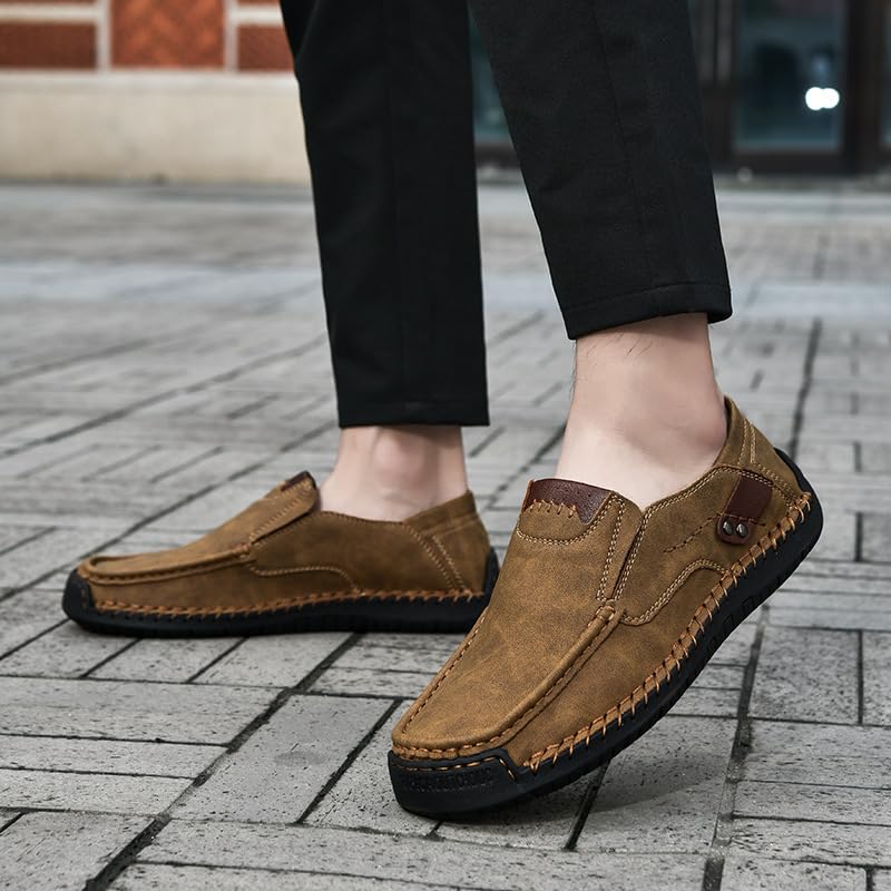 Men's Large-Sized Slip-on Loafers - Breathable Synthetic Material with Anti-Slip Rubber Sole, Suitable for All Seasons with a Comfortable Design, Suitable for Both Casual and Business wear.2