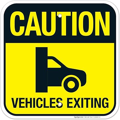 Caution Vehicles Exiting Sign, 12x12 Inches, Rust Free .040 Aluminum, Fade Resistant, Made in USA by Sigo Signs