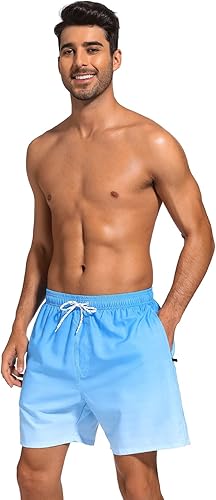 Miniatura 6 de SILKWORLD Traje de baño para hombre con forro de compresión 2 en 1, de secado rápido, pantalones cortos de playa con bolsillos con cremallera