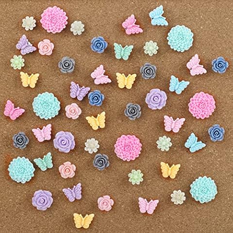 LYroo 50 Pcs Push Pins Flower Thumb Tacks Cute Butterfly Pin Board for Cork Board Cute Desk Decor Accessories for Women Office Organization Cover