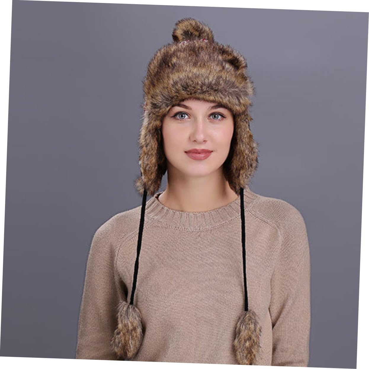PACKOVE 2piezas Gorro De Lana Orejeras Gorro Portátil y Cálido Para Clima Frío Decorado Pompones Para Actividades Al Aire Como Esquí y Senderismo