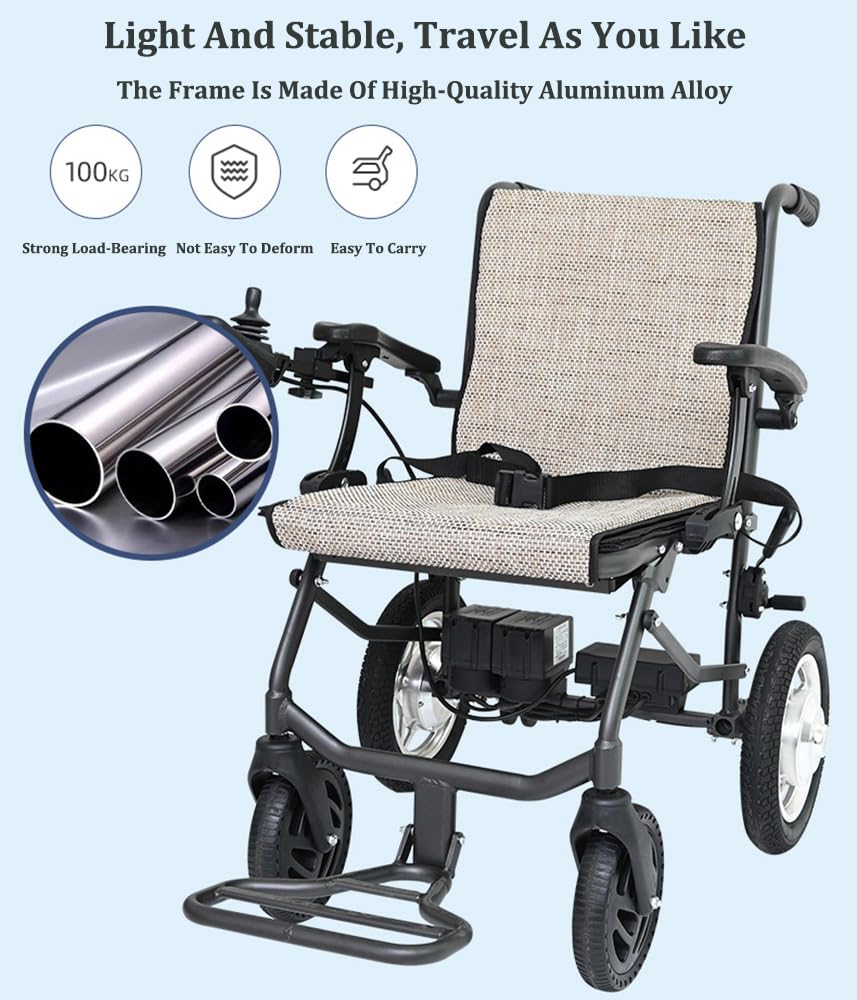 Nuevas sillas de ruedas eléctricas plegables para adultos mayores de 37 libras, sillas de ruedas ligeras y plegables de 220 libras, silla de ruedas motorizada duradera con 2 baterías