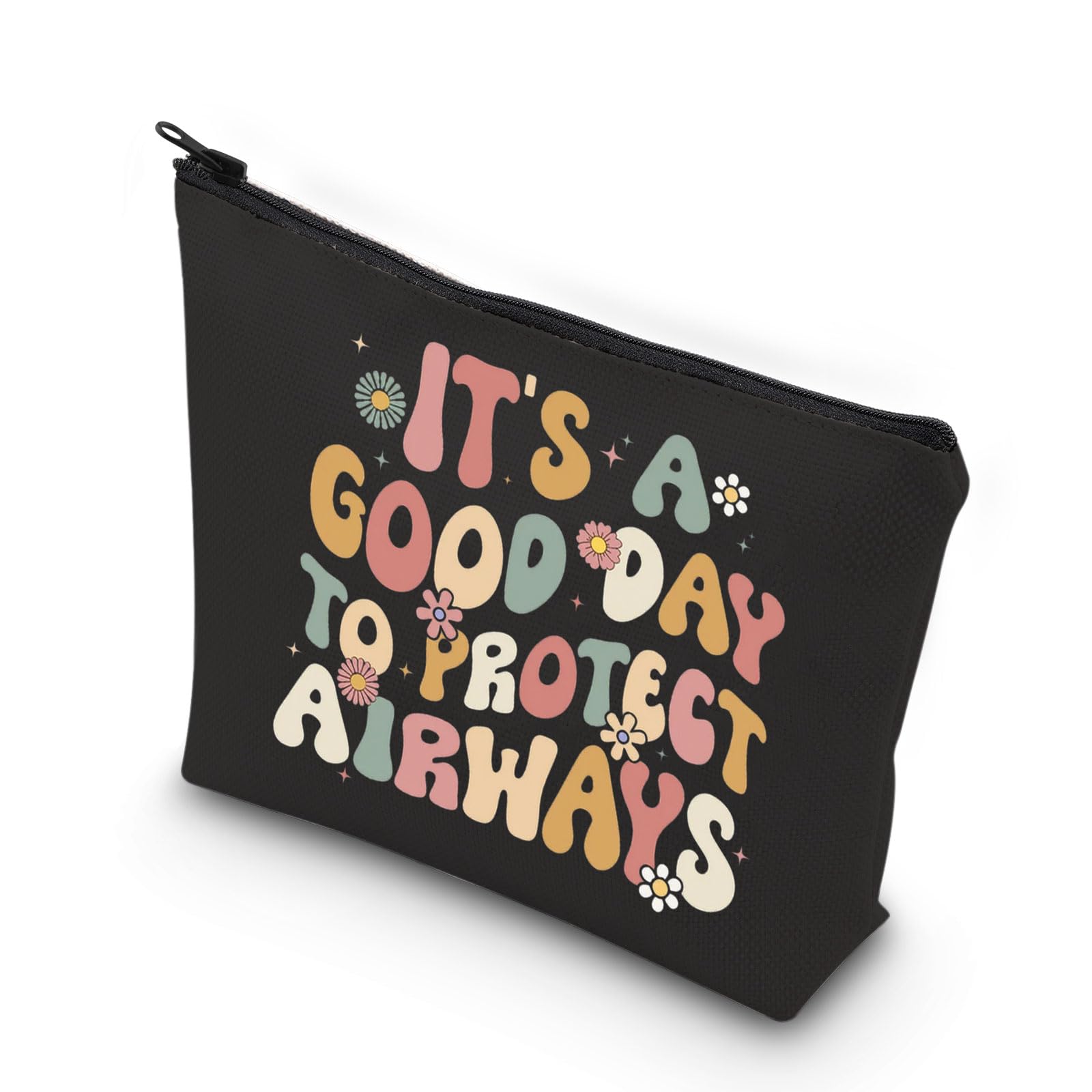 WCGXKO RT RRT Respiratory Gift Pulmonologist Gift Therapist It's A Good Day To Protect Airways Zipper Pouch Makeup Bag (PROTECT AIRWAYS)