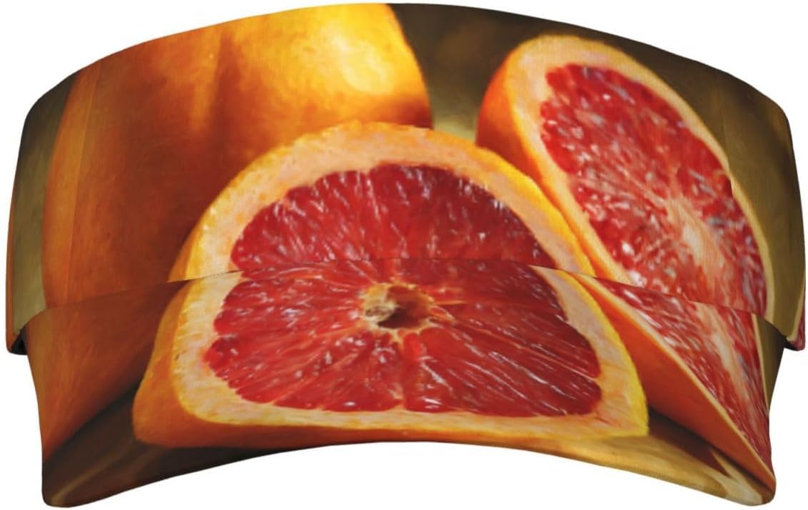 (Cut red Grapefruit Oil Painting Style) Adult Sun Visor Hat Adjustable Open Top Sports Cap Breathable for Men Women Beach Vacation Essentials