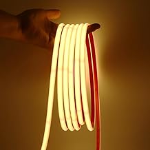 XUNATA 220 V COB LED Pull with Adhesive Belt, High Brillo 240 LEDs/m, IP65 Waterproof, 10 cm Short, Flexible Cuerda Light with Power Supply (Warm White, 1 m)