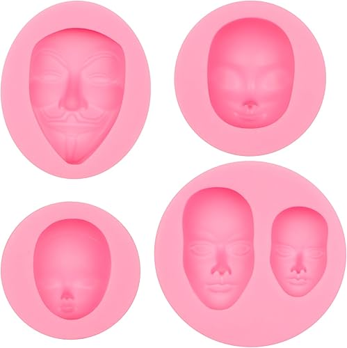 Miniatura 9 de Moldes de silicona para cara humana, moldes para hornear de cara de muñeca de bebé, molde de chocolate para mascarada de Halloween, molde de